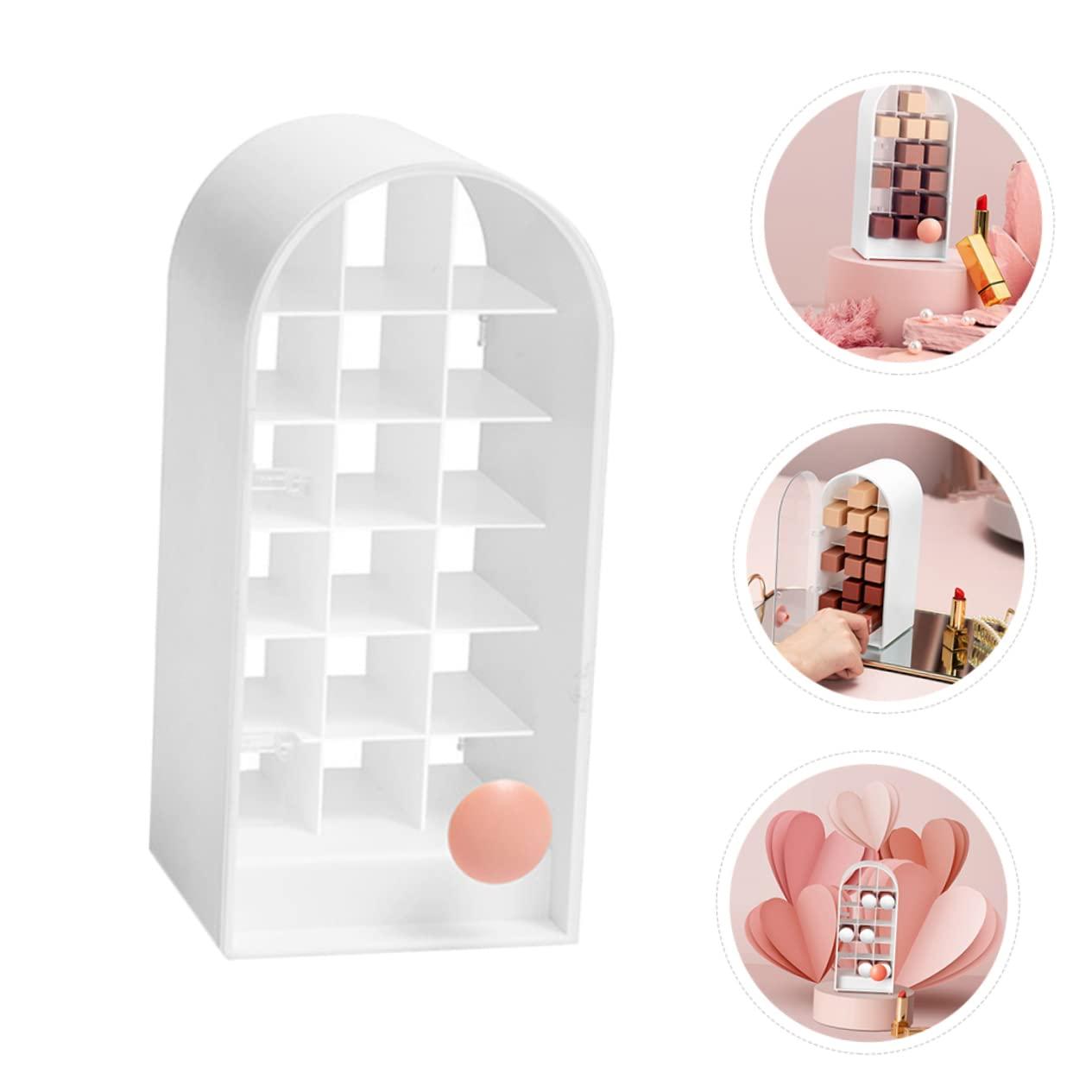 Baluue Baluue 1pc Lipstick Storage Box Lip Gloss Stand Desktop Cosmetic Makeup Display Rack Cosmetic Display Cases Clear Cosmetic Makeup Organizer Lipstick Holders and Organizers White Abs