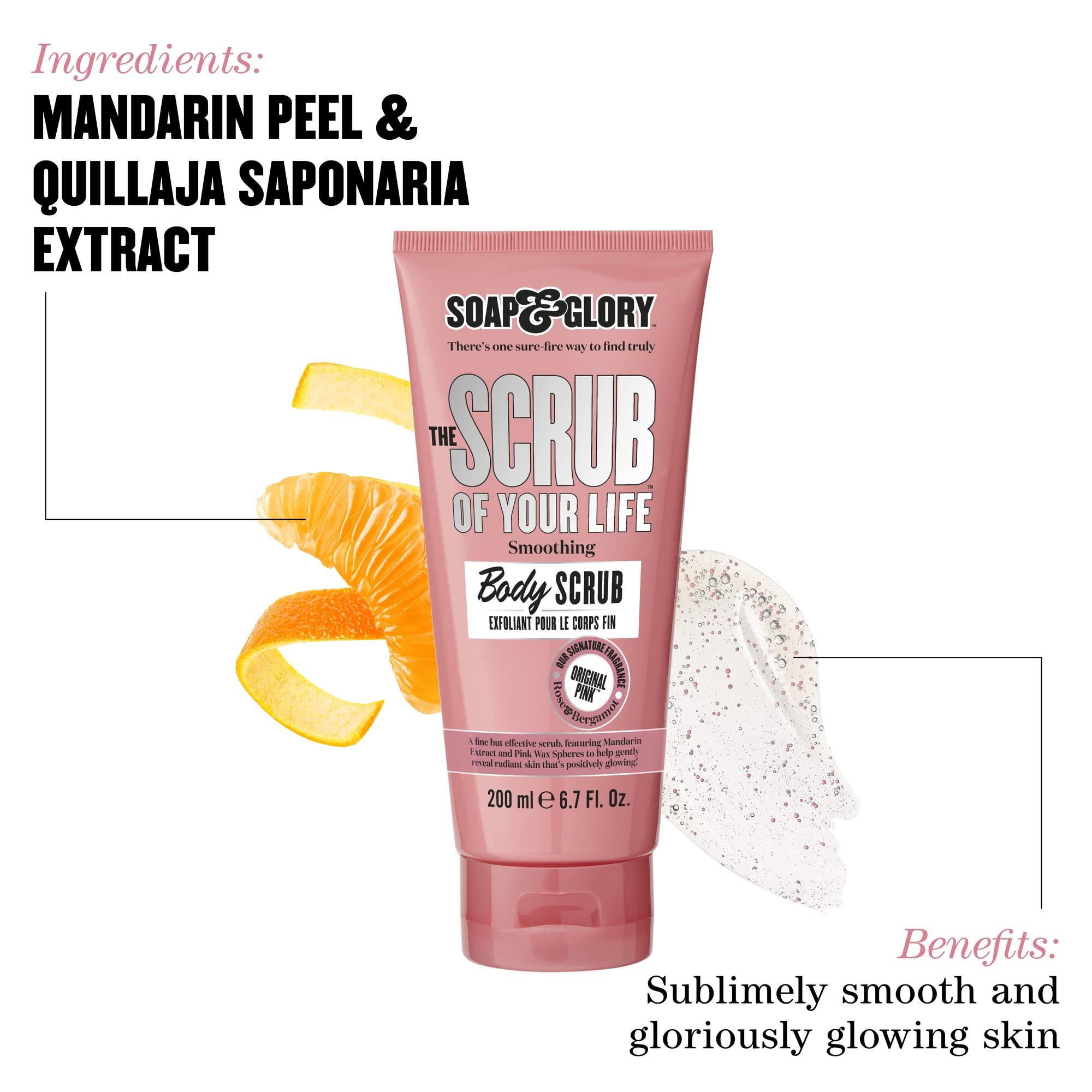 Soap & Glory Soap & Glory Original Pink The Scrub Of Your Life Exfoliating Body Scrub - Smoothing & Buffing Scrub - Rose & Bergamot Body Polish - Brightening Scrub with Shea Butter & Vitamin E (200 ml, 2 pack)