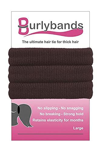 Burlybands Burlybands Large Hair Ties for Thick Heavy or Curly Hair. No Slip No Damage Seamless Ponytail Holders Scrunchies Sports Thick Hair Ties (Black 8 Pack + Brown 3 Pack)
