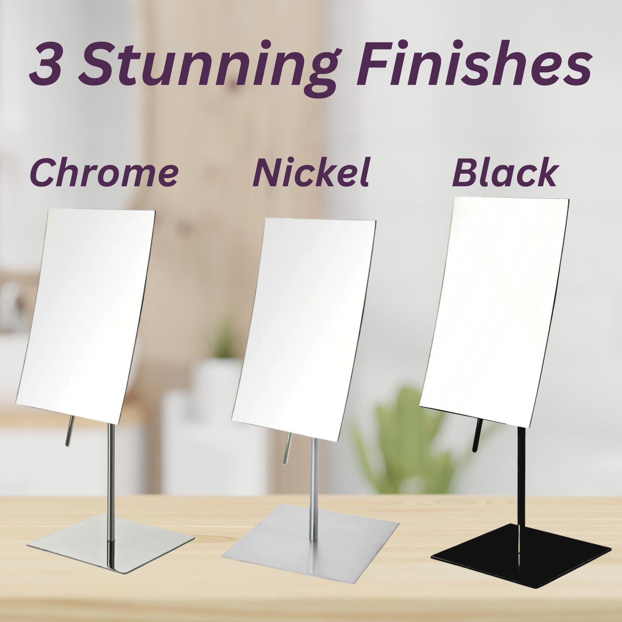 Jerdon JERDON Rectangular Tabletop Makeup Mirror - 3X Magnification with Polished Stainless Steel Finish - 5-inch by 8-inch Vanity Mirror  Pivot Adjustment - Model JP358C