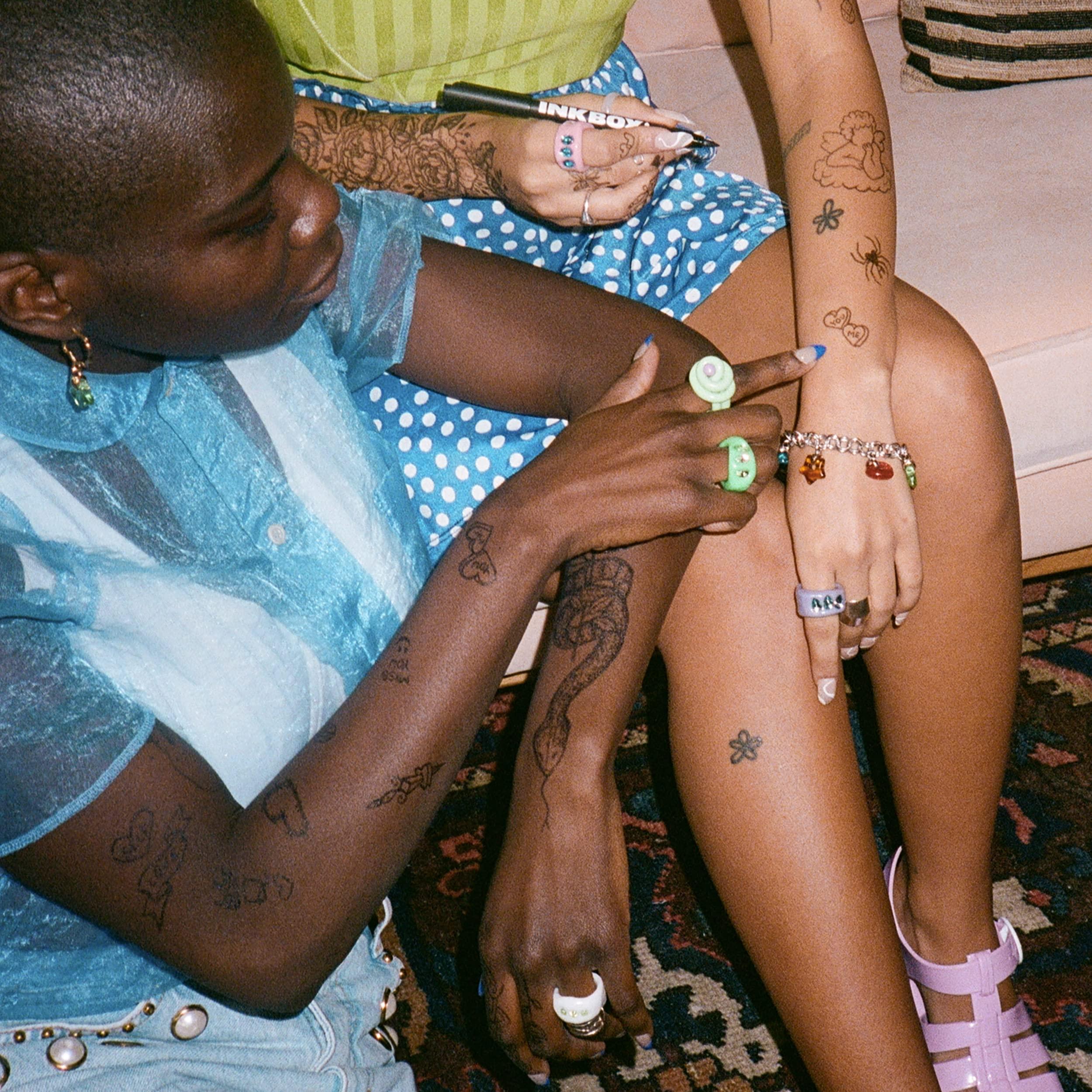 inkbox Inkbox Freehand Tattoo Marker Artist Kit - Includes 2 Markers, 1 Tracer, 1 Glove, Tracing Paper (50 Sheets) & Stencil Cream |Lasts Up to 10 Days, All Skin Tones, Water-Resistant, Cruelty-Free & Vegan