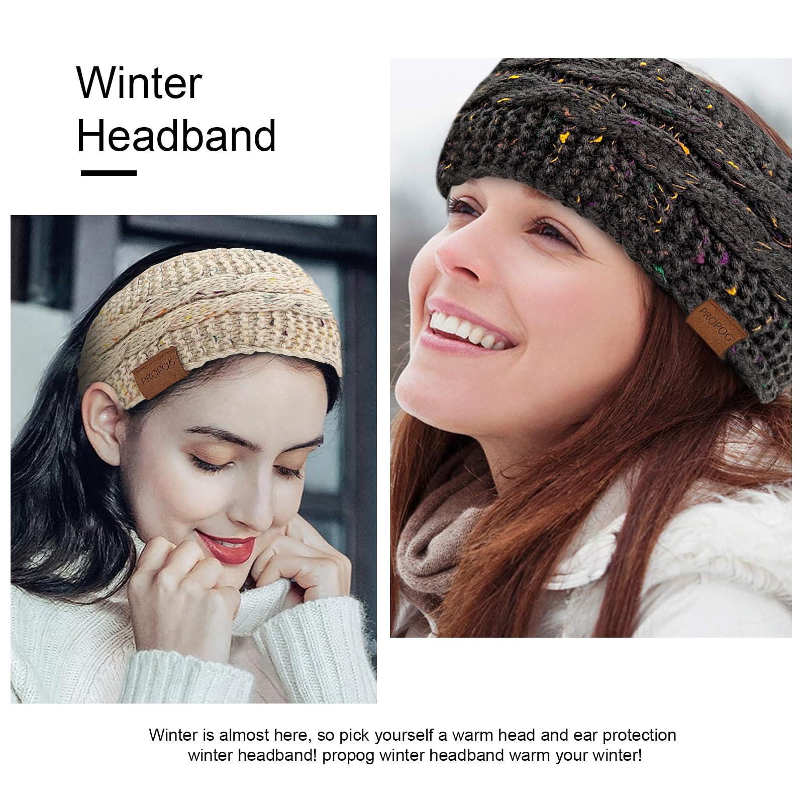 PROPOG PROPOG Winter Headbands for Women Ear Warmer, Knit Womens Winter Headband Thick Ear Warmers for Women Soft Warm Head Wraps Ear Covers for Cold Weather