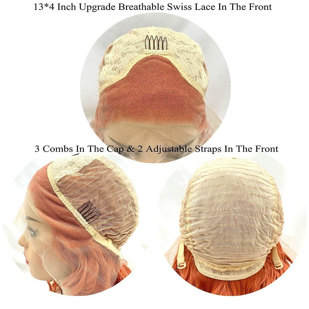 xiweiya xiweiya Bright Red Lace Wigs for Women13*4 Lace Front Red Wigs Long Body Wave Hot Red Wigs Heat Resistant Fiber Natural Straight Hair Wig 180% Density 24 Inch (hot red)