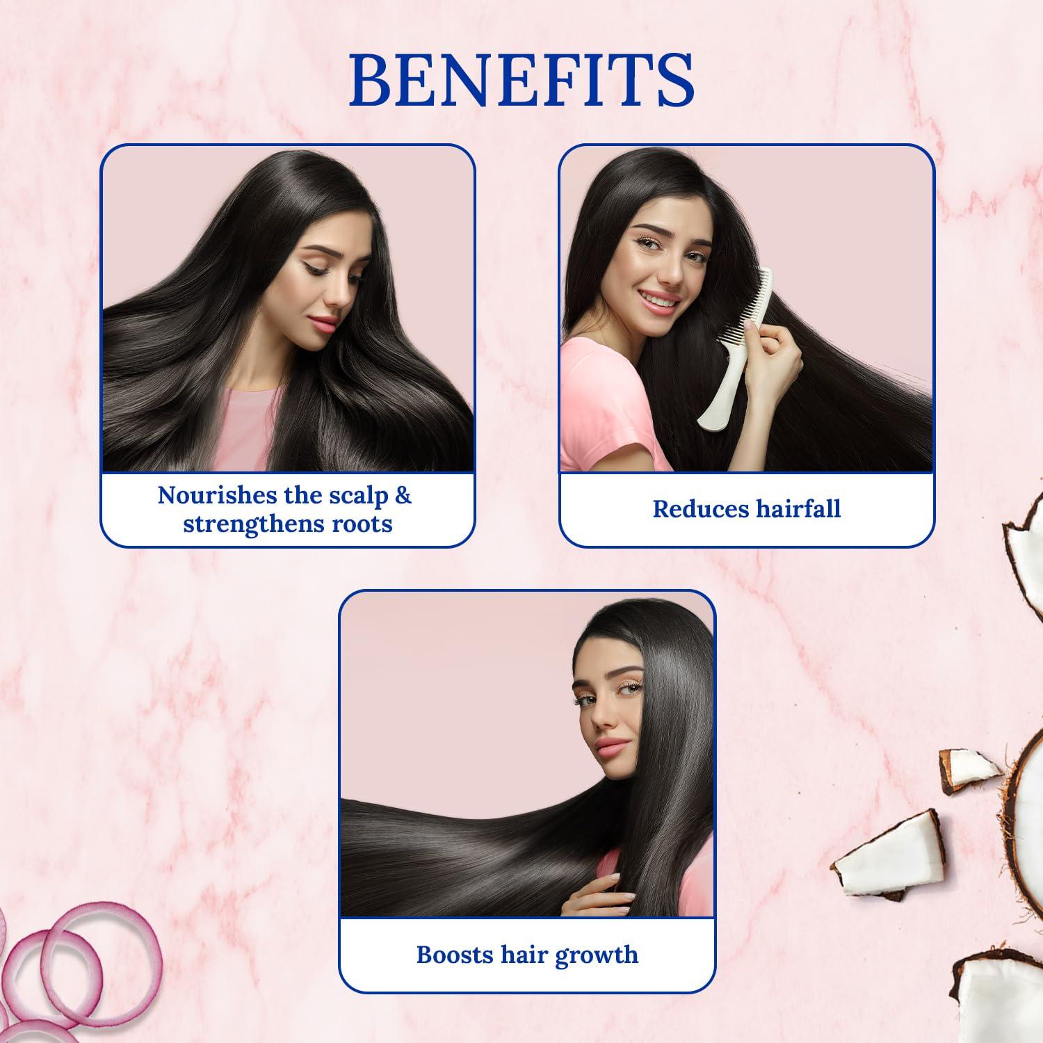 Parachute Advansed Parachute Advansed Onion Hair Oil with Natural Coconut Oil & Vitamin E, 6.7 Fl.oz. - For Longer, Stronger, Healthier Hair, Promotes Growth, Hair Fall Control, All Hair Types, Blue