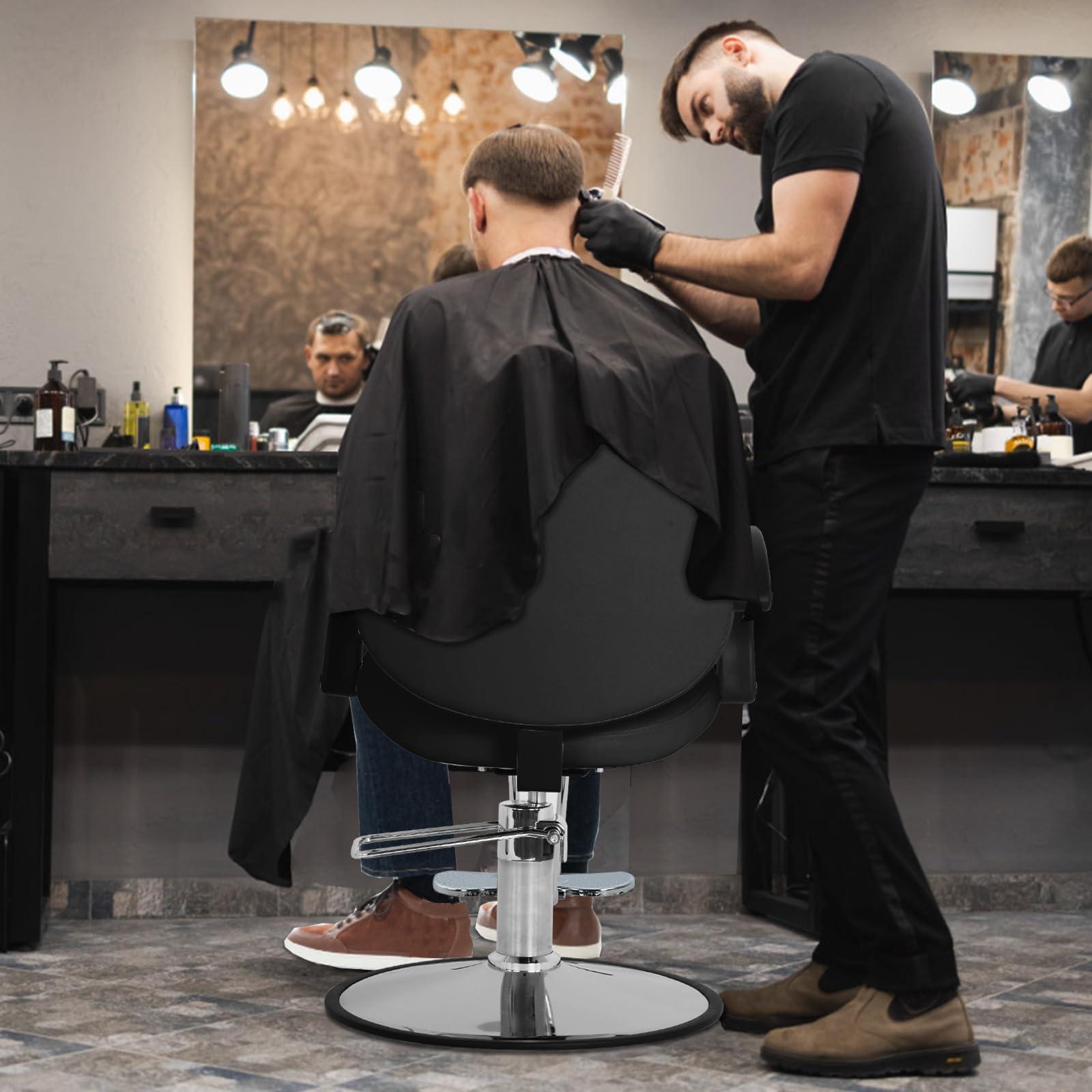 Dkelincs Professional Barber Salon Chair 360 Degree Swivel Massage Shampoo Chair for Adult, Kids, Leather Heavy Duty Lift Recliner Chair,Artist Hair Styling Chair Adjustable Chair for Barber Shop Tattoo,Black