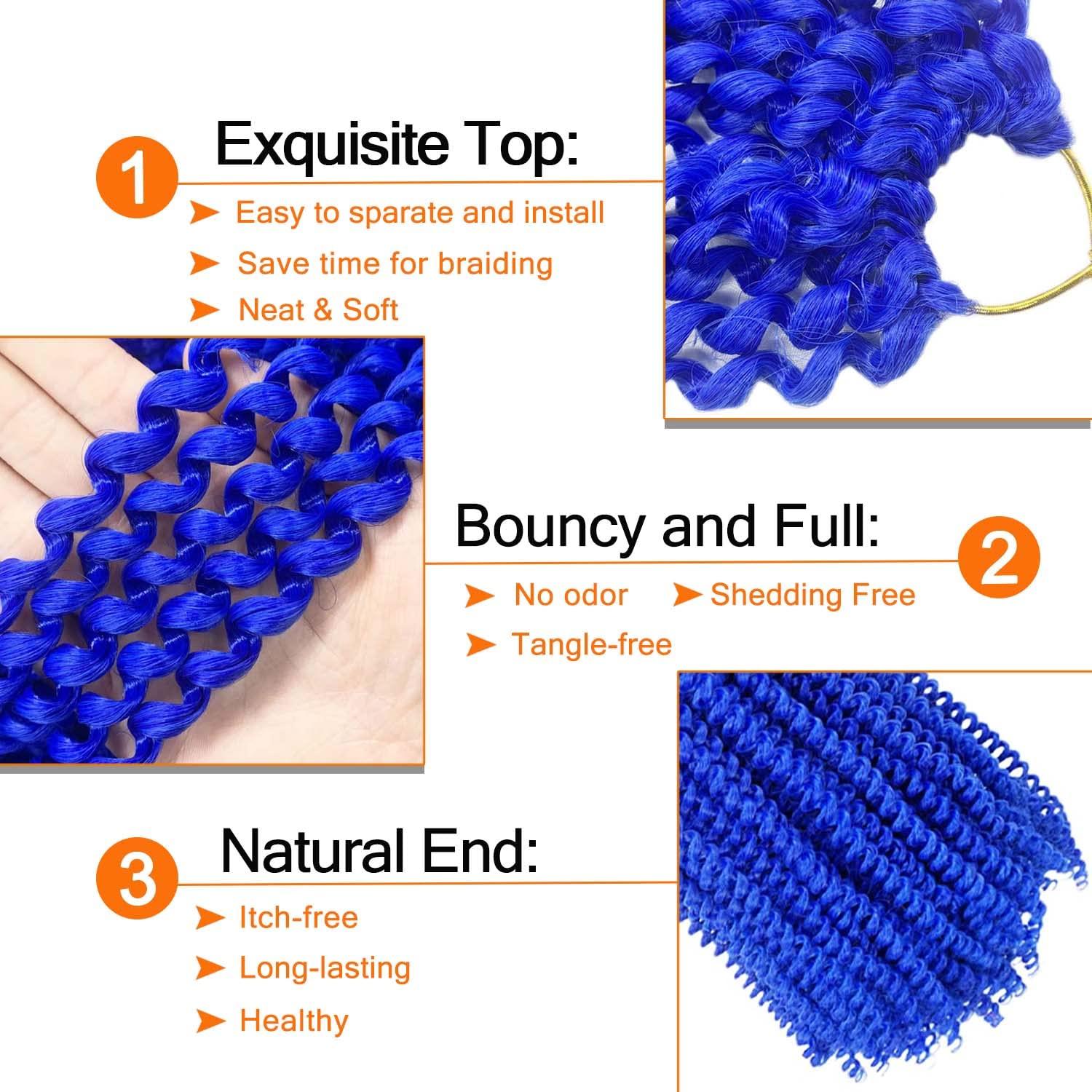 RENJOING Blue Passion Twist Hair 30 Inch 2Packs Blue Water Wave Crochet Hair for Passion Twists Long Bohemian Braiding Protective Style Hair Extensions (30 Inch, 2 Packs, Blue#)
