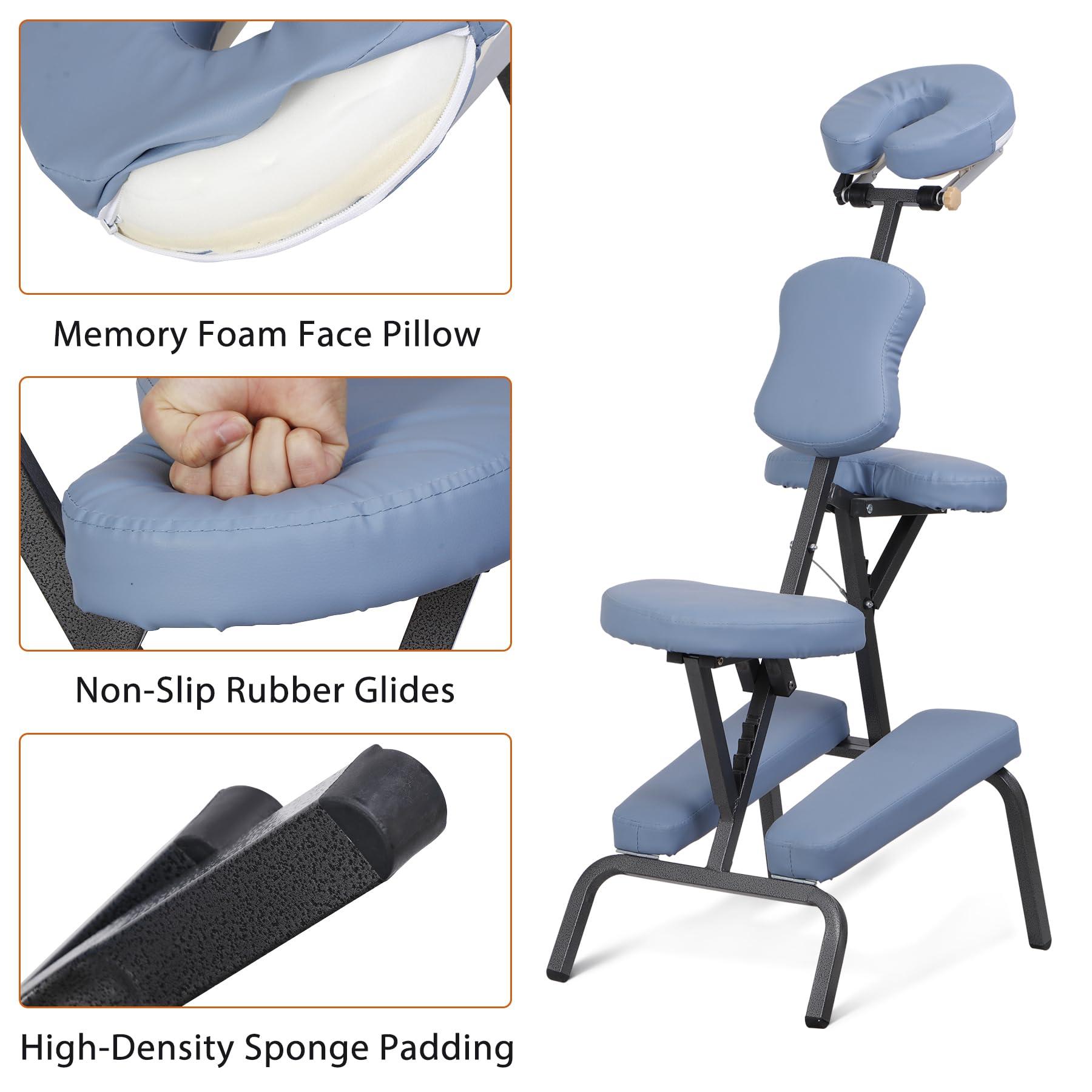 ZENY ZENY Massage Chair Portable, Tattoo Chair, 4 in Thick Foam Therapy Chair, Adjustable Spa Salon Folding Massage Chair with Face Cradle for Client, with Carring Bag