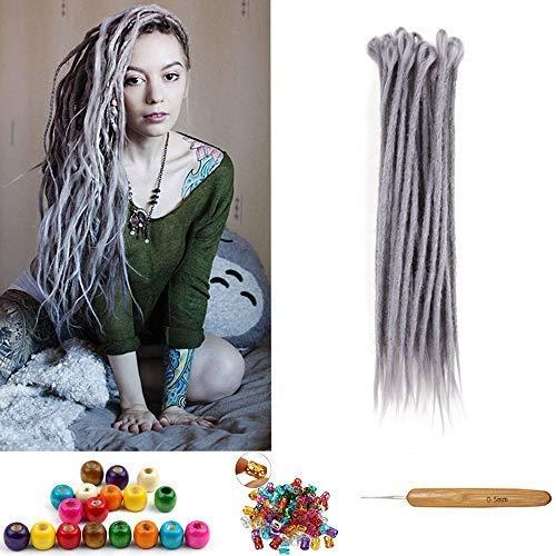 Aosome Aosome Dreadlocks Extensions 20Pcs Handmade Dreads Extensions Crochet Synthetic Dreads 20inch Deep Grey