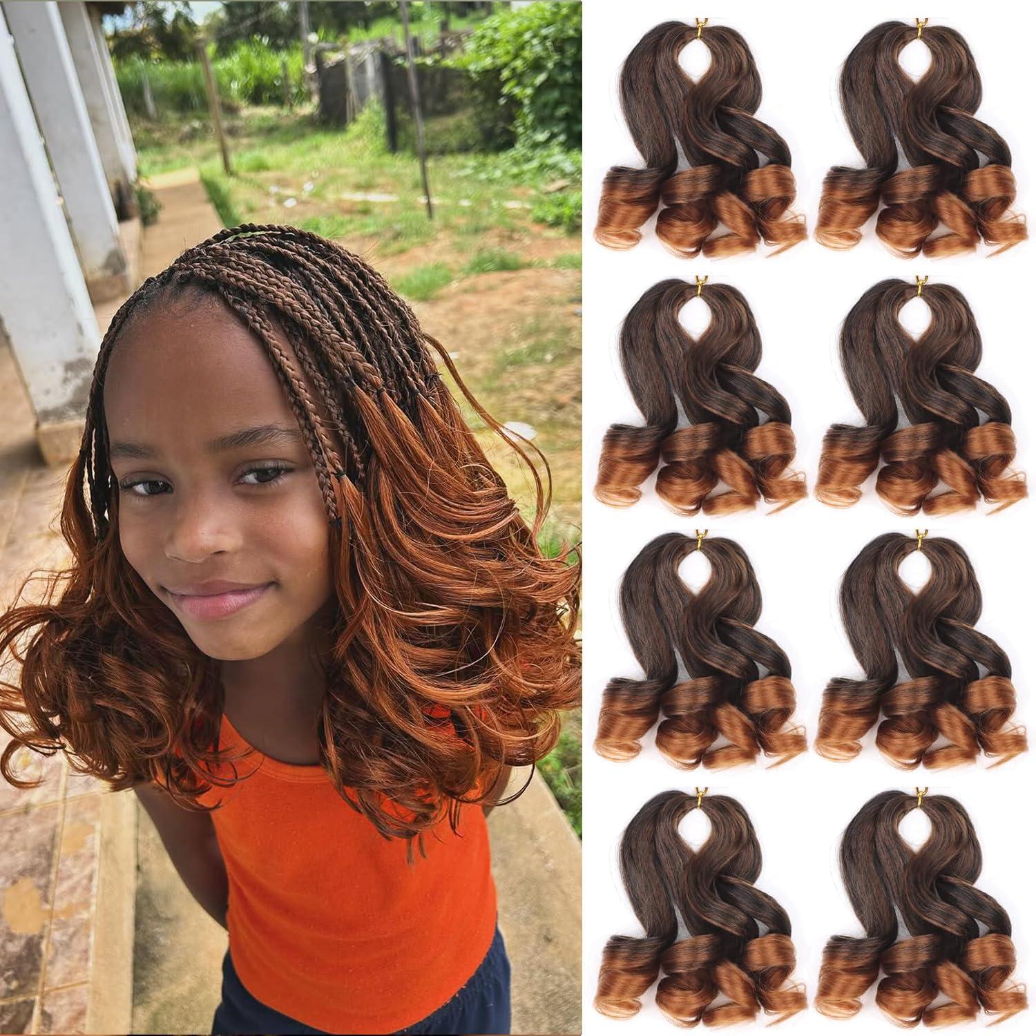 Aeagoo Short Kids Braiding Hair 10 Inch Pre Stretched French Curl Braiding Hair 8 Packs French Curls Braiding Hair Loose Wavy Braiding Hair Extensions for Box Braids10 Inch,T30