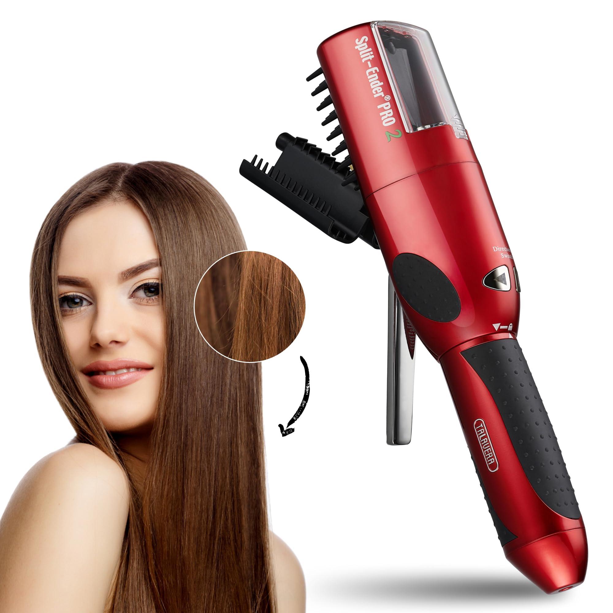 Split-Ender Split Ender Pro 2 - The Original Cordless Split End Hair Trimmer Automatic Rechargeable Home Tool Hair Clipper 2-in-1 for Dry Damaged Splitting Broken Brittle Straight Curly Frizzy Beauty - Red