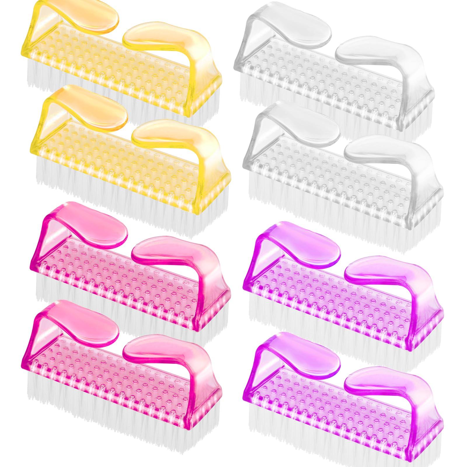 SQULIGT SQULIGT 8Pcs Nail Brushes for Cleaning Fingernails, Handle Grip Nail Scrubber Brush, Manicure Tools Scrub Brushes Kit, Toenail Brush To Clean Under Nails Pedicure Foot Small Brush Women Men (4 Colors)