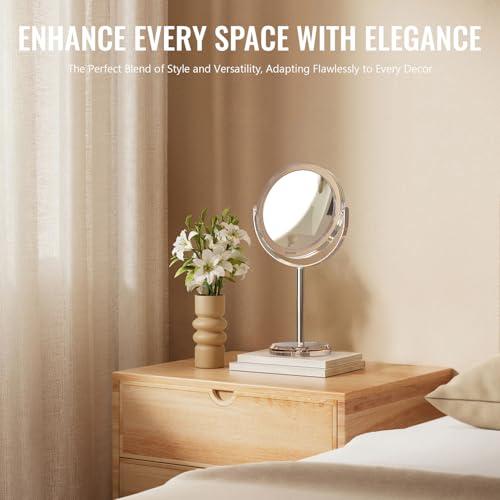 Auxmir Auxmir 1X/ 30X Magnifying Mirror, Makeup Mirror with Tweezer, Double Sided Round Vanity Tabletop Mirror, 360 Rotation Portable for Dressing Table Desk Bathroom Bedroom Travel, Clear