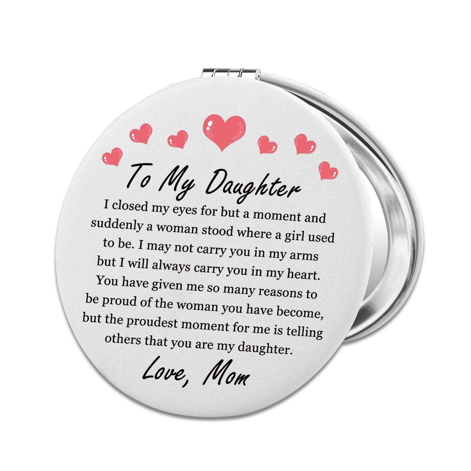 PLITI PLITI Daughter Graduation Gift Proud of Daughter Gift to My Daughter Wedding PU Leather Compact Mirror from Mom (Daughter Closed LCM)