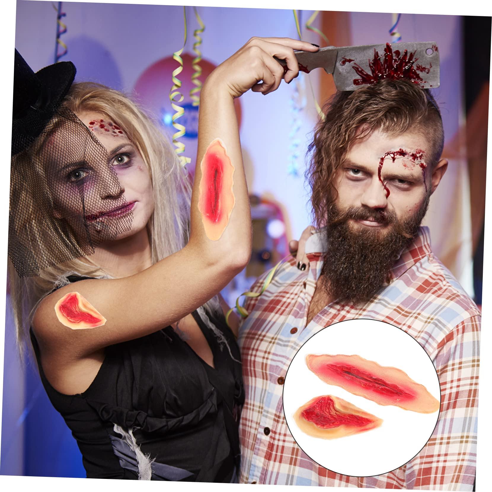 BESTOYARD Makeup Stickers Logo Stickers Scarface Decor Halloween Stickers Latex Fake Wounds Fake Cuts on Arm Body Decorations Sticker Wound Stickers Temporary Stickers Latex Stickers 3d 2pcs