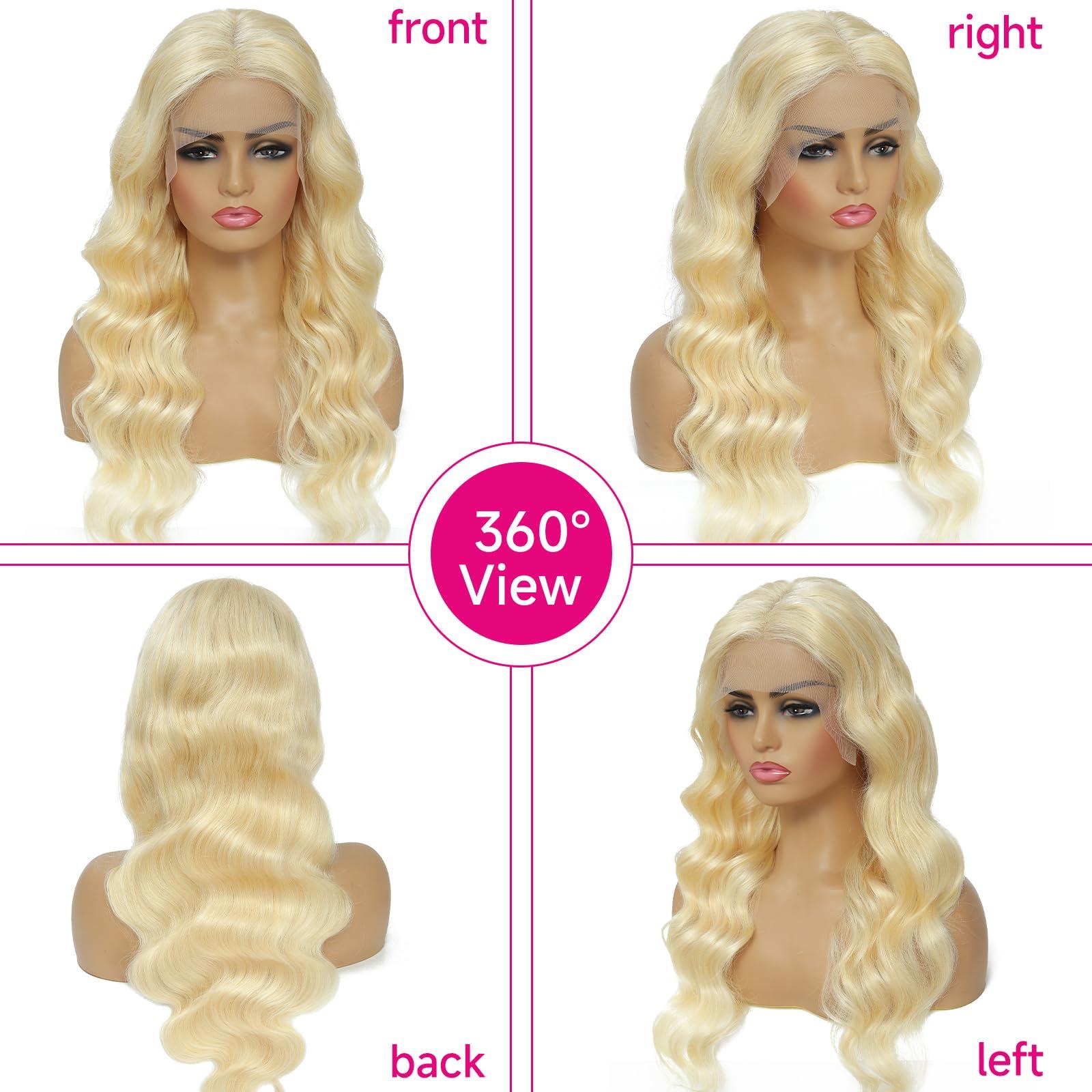 KLKL 613 Body Wave Lace Front Wig Human Hair - 613 Lace Front Wig Human Hair 13x6 Transparent Blonde Lace Front Wigs Human Hair Pre Plucked with Baby Hair,180% Density 613 HD lace Frontal Wig for women