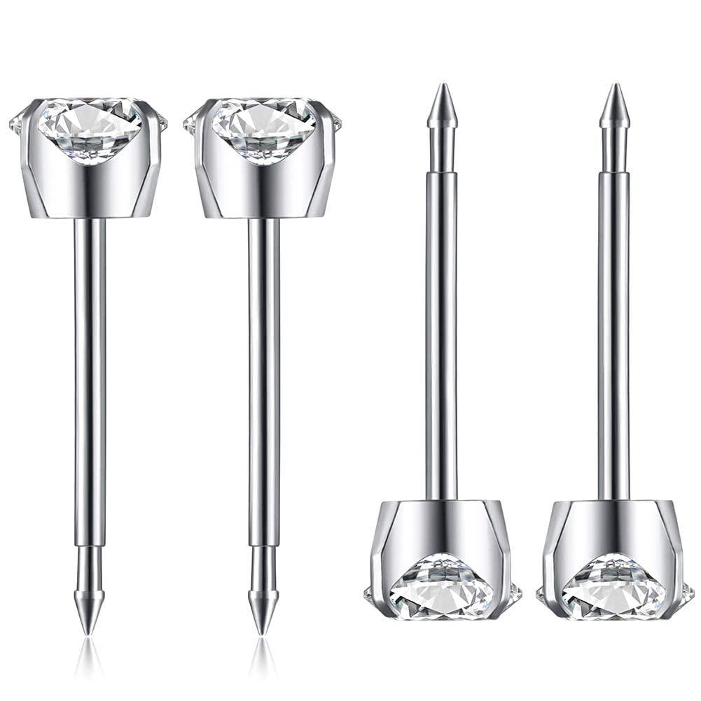 SugarTang 2 Pairs of Ear Piercing Kit and 3 Pairs of Moissanite Stud Earrings for Women, Lab-Created Diamond Eearrings with Gold Plated 925 Sterling Silver, Best Daint