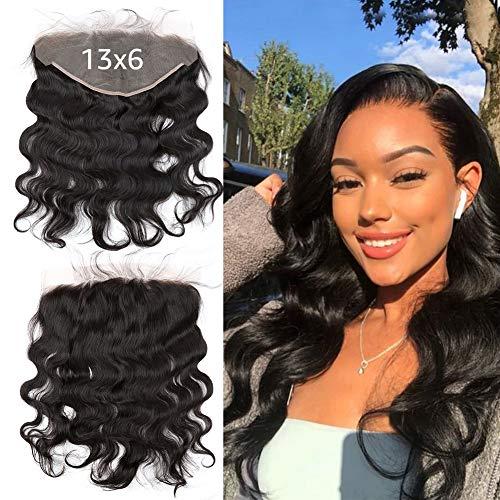 sent hair Sent Hair 13x6 Lace Frontal Closure Body Wave Human Hair Closure with Baby Hair Brazilian Virgin Hair Ear to Ear Frontal Natural Color 14 inch