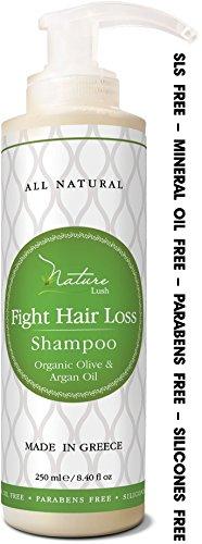 Nature Lush Nature Lush Organic Argan Anti-Hair Loss Shampoo with Rich Vitamins – Sulfate Free & Rich Saw Palmetto DHT Hair Root Treatment – for Men & Women - 100% Pure, Natural – All Hair Types (250 ml)