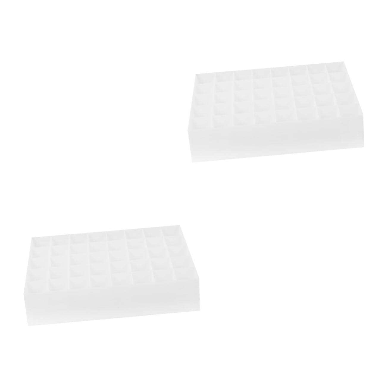 Beavorty Beavorty 2pcs 40 Lipstick Stand Dresser Storage Canister Lipstick Storage Case Cosmetic Holder 40 Slots Makeup Holder Lipstick Holder Lip Tint Gloss Office Drawer Makeup Storage Case White