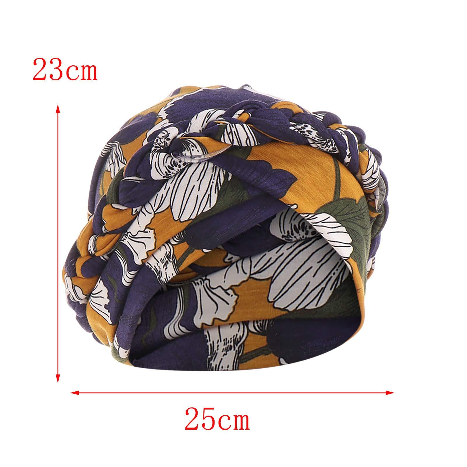 Generic Generic Cotton Chemo Turban Headwear, Soft Cancer Headwear Elastic Cancer Cap for Women with Hair Loss Chemo Headwear (Navy, One Size)