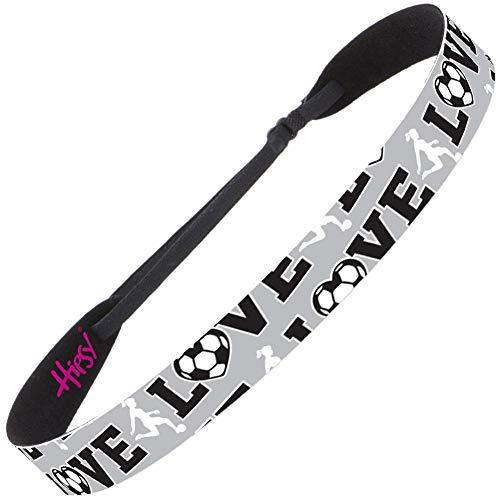 Hipsy Hipsy Women's Adjustable NO Slip Grey Soccer Headbands (Love & Soccer Grey 2pk)