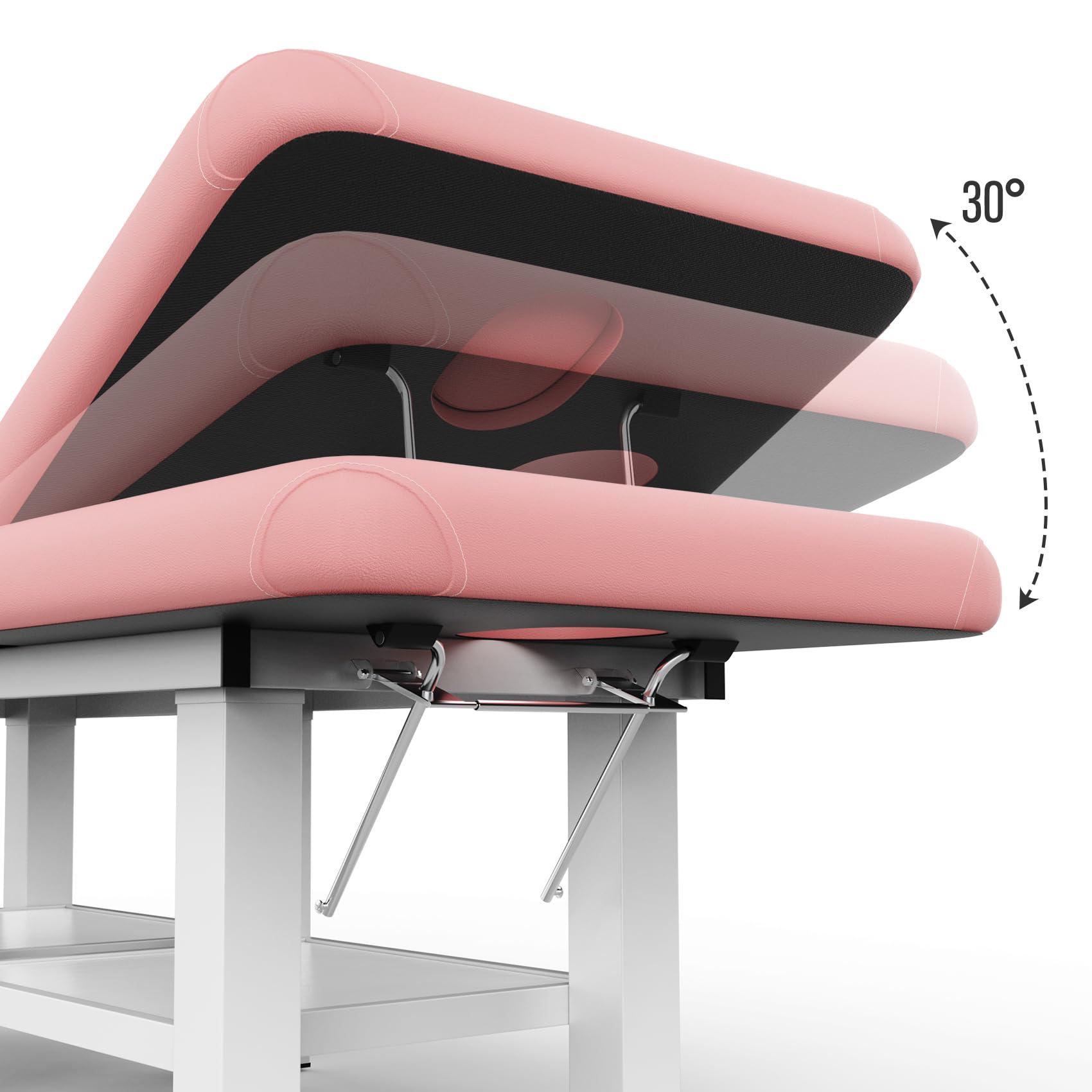 Dolonm 800LBS Heavy Duty Stationary Massage Table with Open-Chest & Headrest for Treatment, Physical Therapy, Spa Facial Professional Massage Bed, Thickening Metal Frame & PU Leather - Segmented Structure