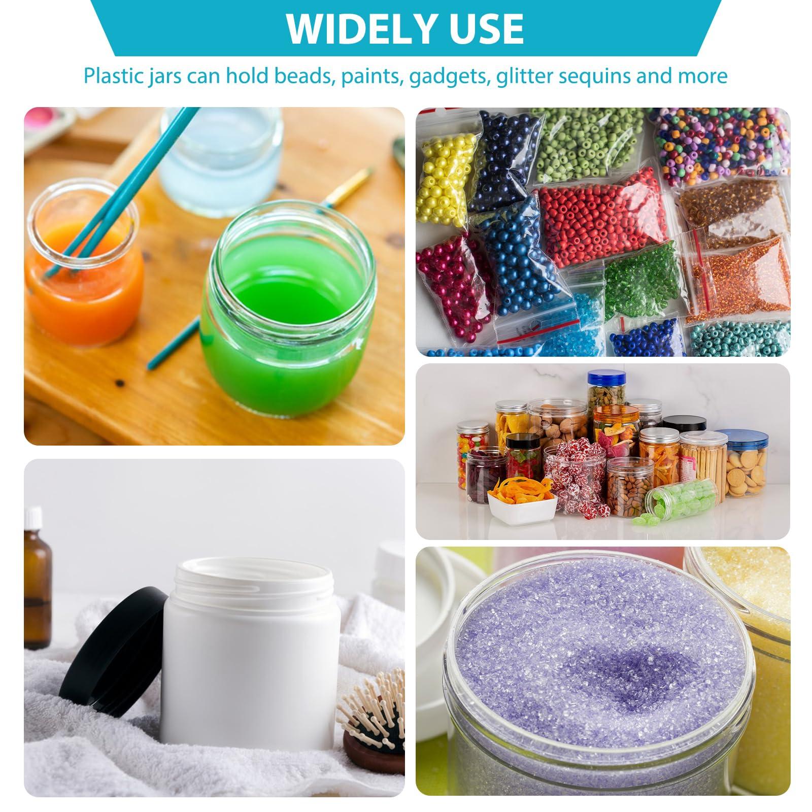 Betrome 4 oz Clear Plastic Round Jars with Black Lids, 50pcs 4oz 120ml Leak-Proof Wide-Mouth Cosmetic Storage Containers for Kitchen Use, Beauty Products, Cream, Scrubs, Bath Salt and More