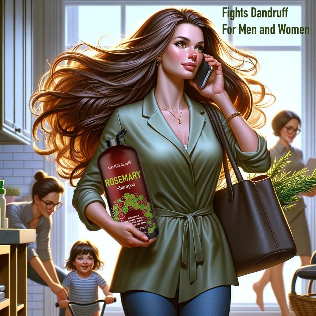 MYSTÉRE BEAUTÉ Rosemary Shampoo and Conditioner, Rosemary Oil Shampoo Promotes Hair Growth & Scalp Health, Rosemary Shampoo for Hair Growth Organic - Sulfate & Paraben Free, for Men Women - 16 fl oz each