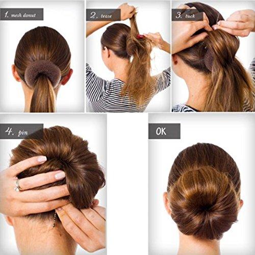 CLOTHOBEAUTY ClothoBeauty Extra Large Hair Bun Maker Ring, Women Chignon Doughnut Shaper (For Thick and Long Hair) 5.1-5.3 in, (X-Brown)