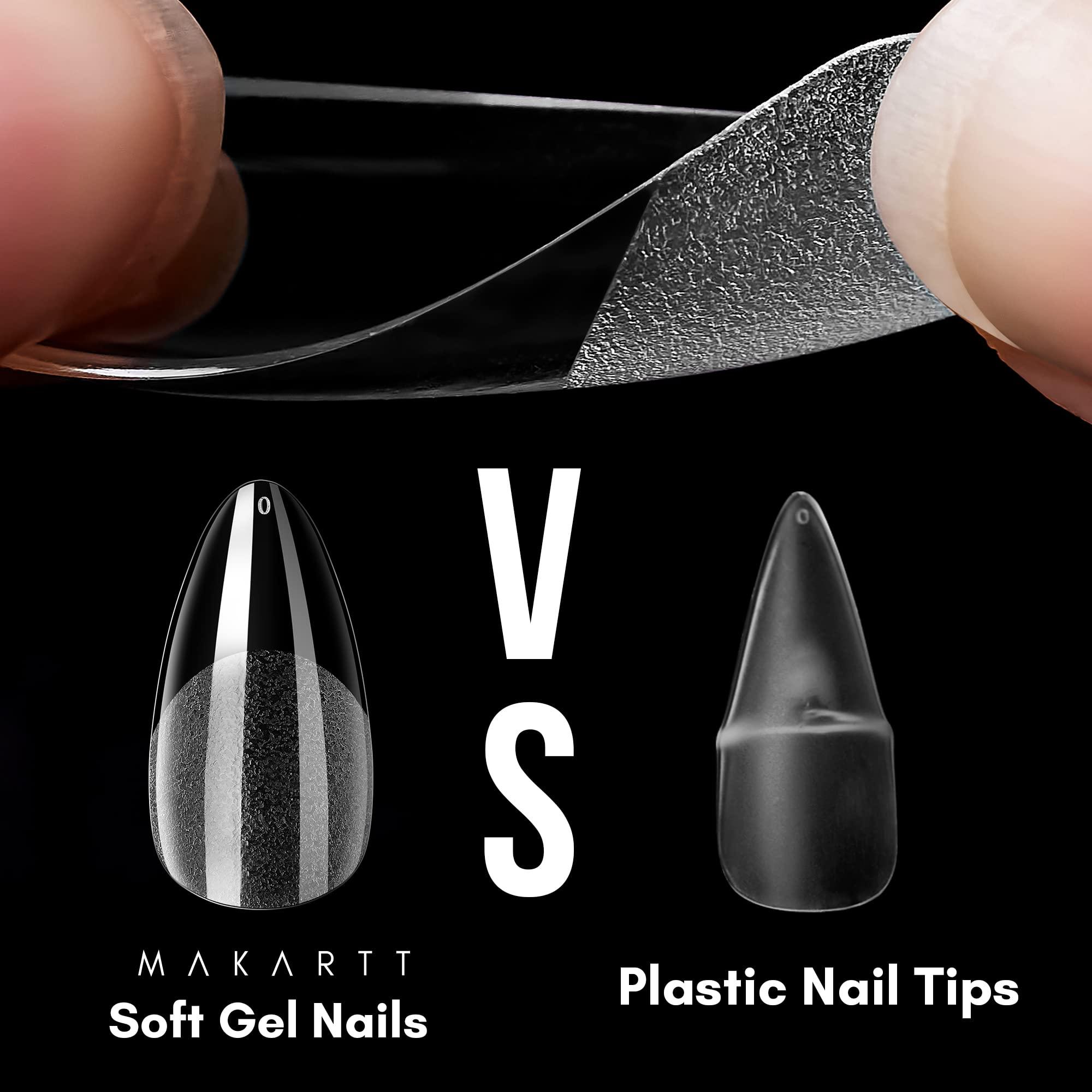Makartt Makartt 504Pcs Soft Gel Full Cover Tips, Almond Stiletto False Nail Tips Press on Nails Bundle with Makartt Nail Buffer Block Nail Prep Sponge Nail Files 100/180 Grit