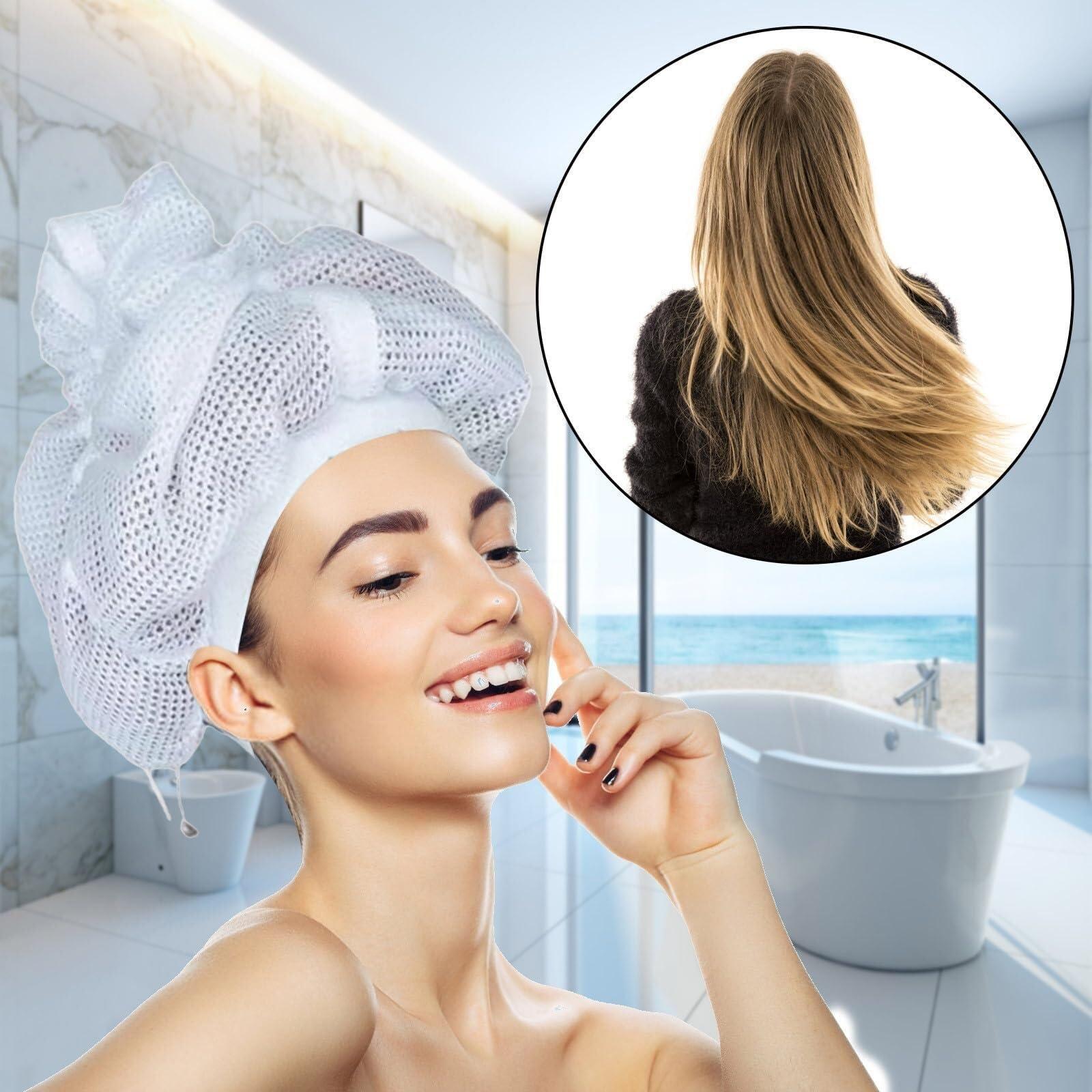 bacion Cap for Drying Curly Hair, Net Plopping Cap-Net Plopping Bonnet, Net Plopping Cap with Adjustable Drawstring, Satin Diffuse Cap for Drying Curly Hair with Drawstring QJ-1018 (Color : 3PCS)