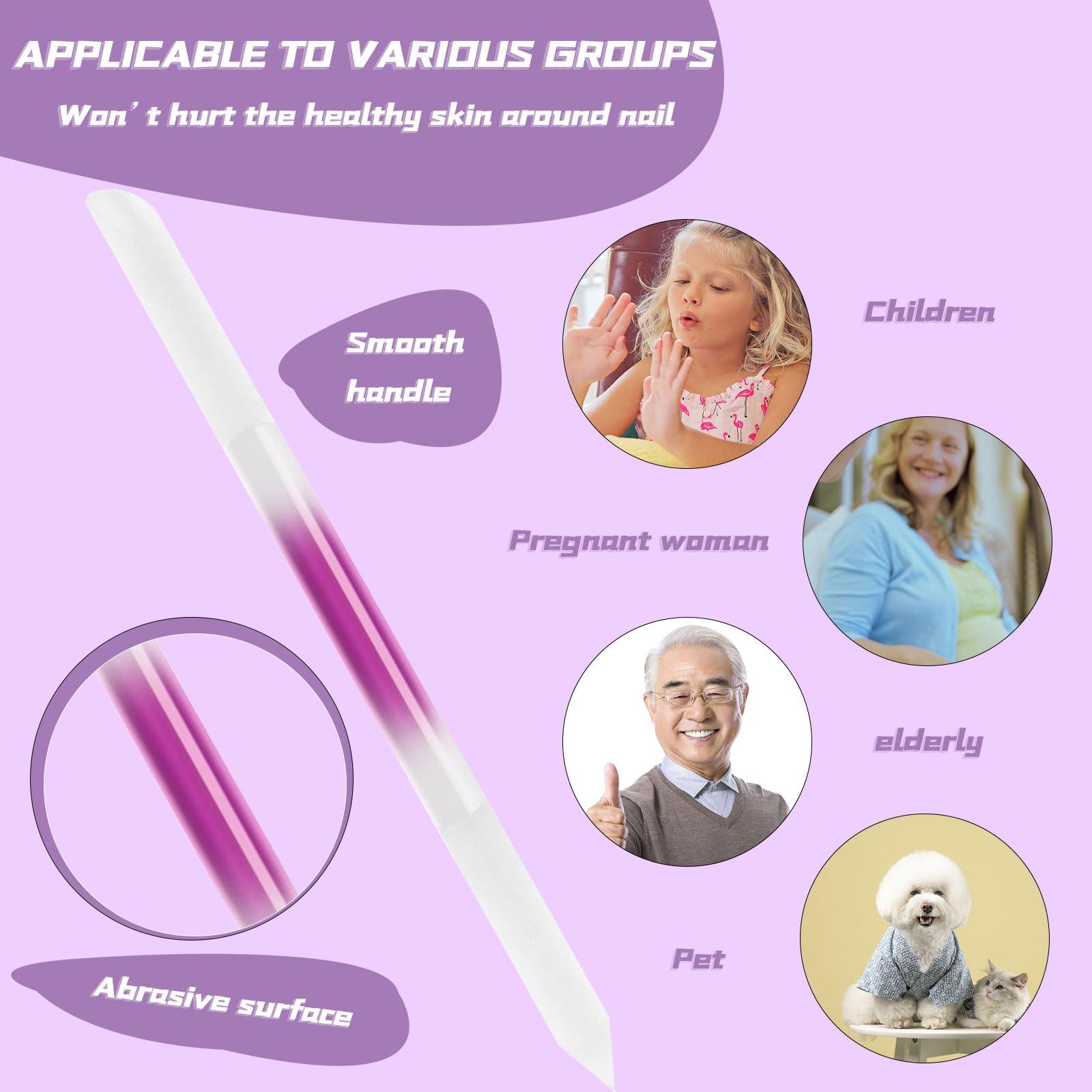 heemeei heemeei 4Pcs Glass Cuticle Pusher, Dual-Ended Manicure Stick, Crystal Cuticle Pusher Glass File, Professional Precision Filing Cuticle Remover, Manicure Pedicure Tools for Nails and Cuticles Care