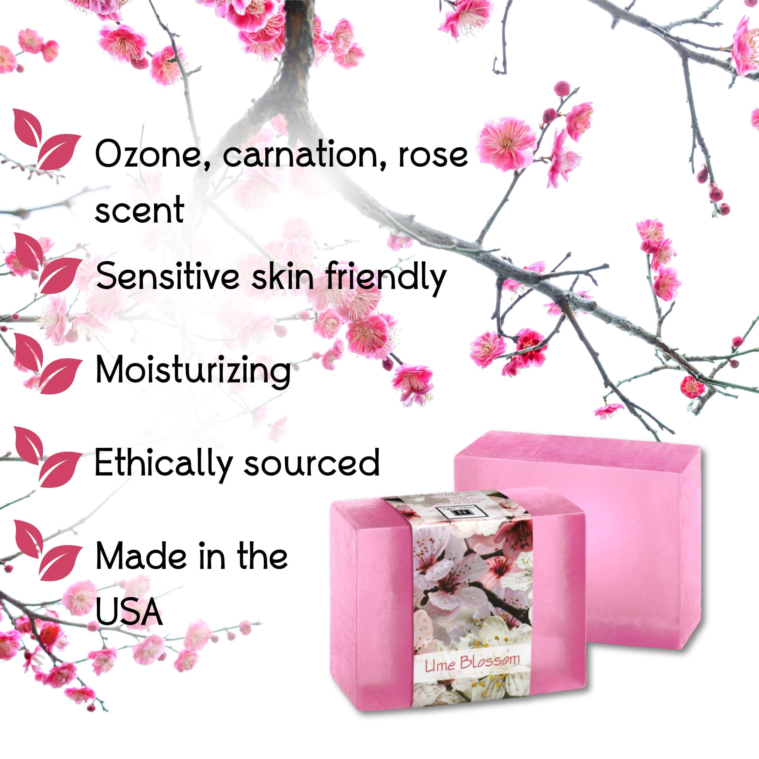 Nabila K Glycerin Bar Soap Ume Blossom Scent - Natural, Vegan-Friendly, Hypoallergenic - Moisturizing and Hydrating with 100% Vegetable Glycerin - Sulfate-Free, Paraben-Free, Chemical-Free - 4.5 oz