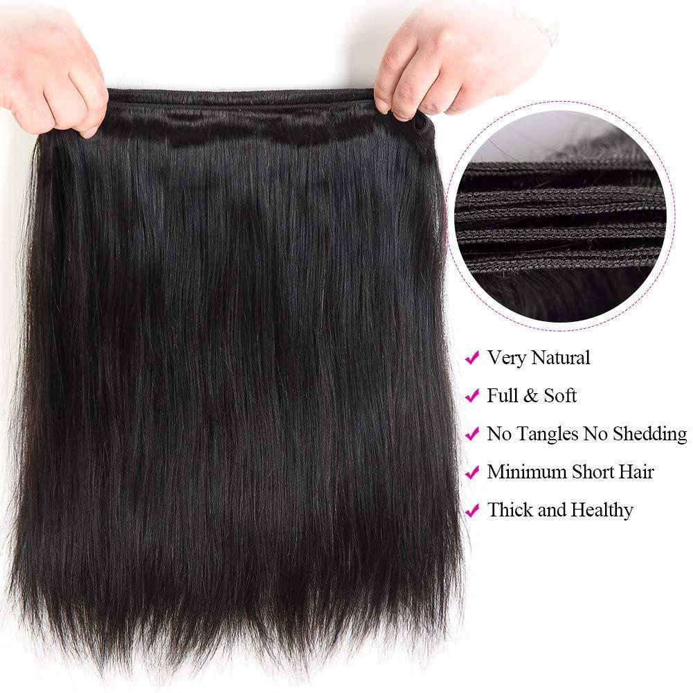 FASHION VILA FASHION VILA Brazilian Virgin Straight Hair One Bundles 16 Inch 100% Unprocessed Virgin Remy Hair Straight Human Hair Bundles Natural Black Bundles Weave Hair Extensions For Black Women