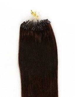 Hair faux You Hair Faux You 18inch 100 Gram Micro Ring Hair Extensions # 2 Darkest Brown 1g/Strand Silky Straight Micro Ring Loop Remy Human Hair Extensions