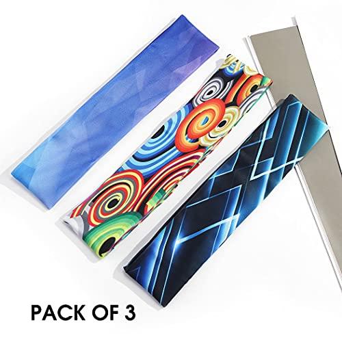 Catery Cater Boho Headbands Sport Sweat Head Wraps Athletic Yoga Hair Bands Stretch Turban Sweatband Non-Slip Moisture Sweatbands Fashion Hair Accessories for Women and Girls Pack of 3