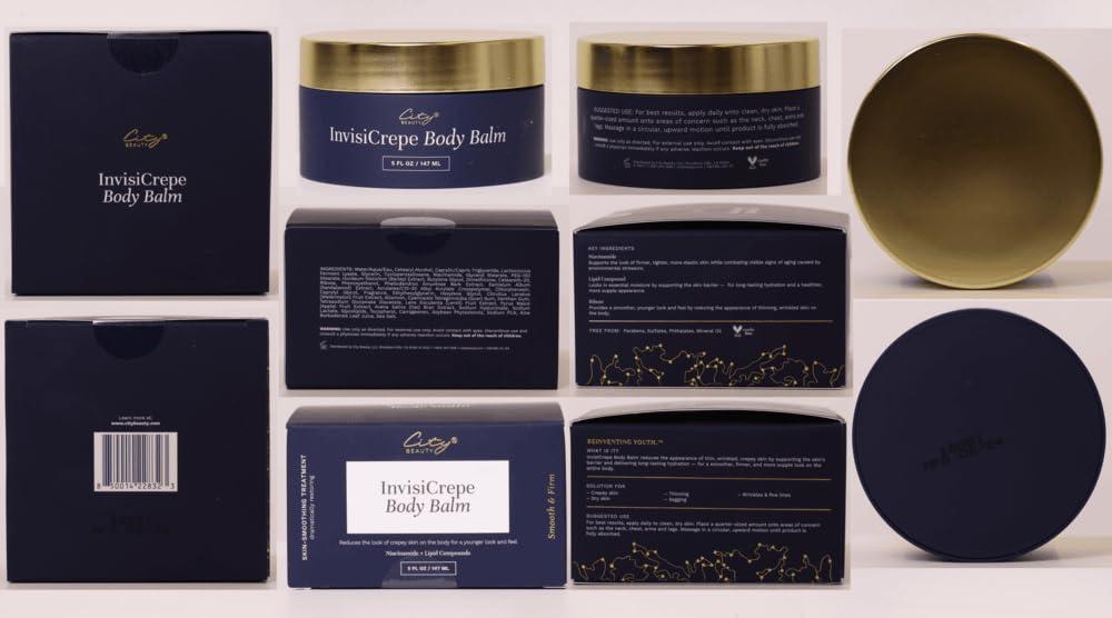 City Beauty City Beauty InvisiCrepe Body Balm - Skin Firming & Tightening Lotion for a Smoother, Firmer Look | Anti-Aging Firming Body Lotion & Body Cream