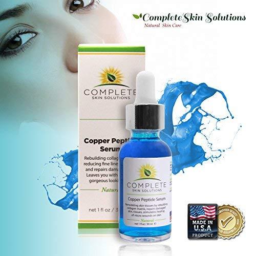 COMPLETE SKIN SOLUTIONS Copper Peptide Face Serum Collagen - With Anti Aging Skin Solutions Properties:1oz/30ml Anti-Wrinkle Formula For Youthful Skin