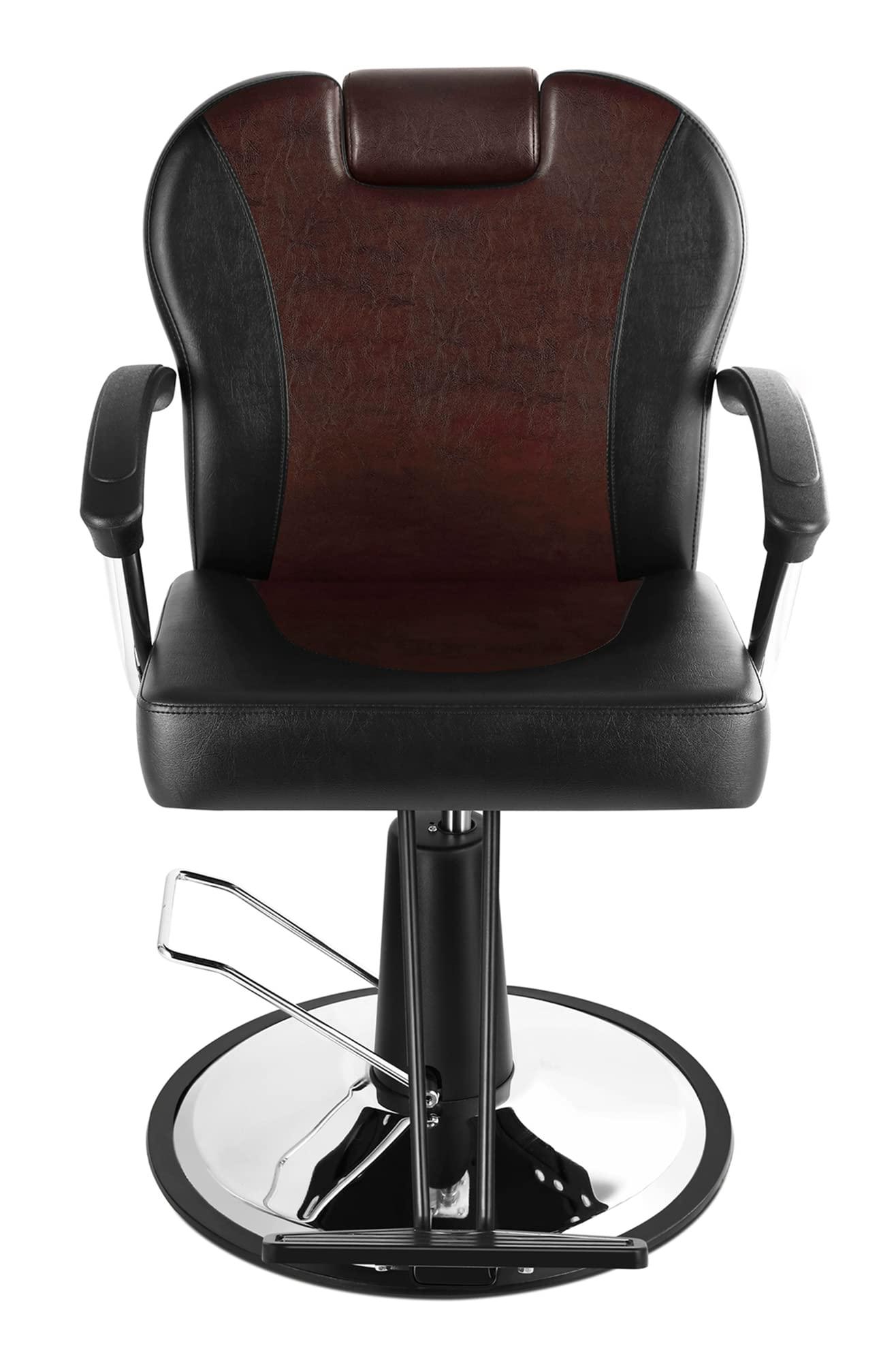 Eastmagic Eastmagic Barber Chair Reclining Beauty Chair Hydraulic Salon Chair for Hair Stylist Salon Equipment (Black/Dark red)
