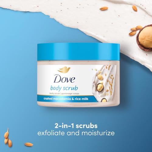 Dove Dove Exfoliating Body Polish Scrub Reveals Visibly Smoother Skin Macadamia & Rice Milk Body Scrub That Nourishes Skin, 10.5 oz, 4 Count