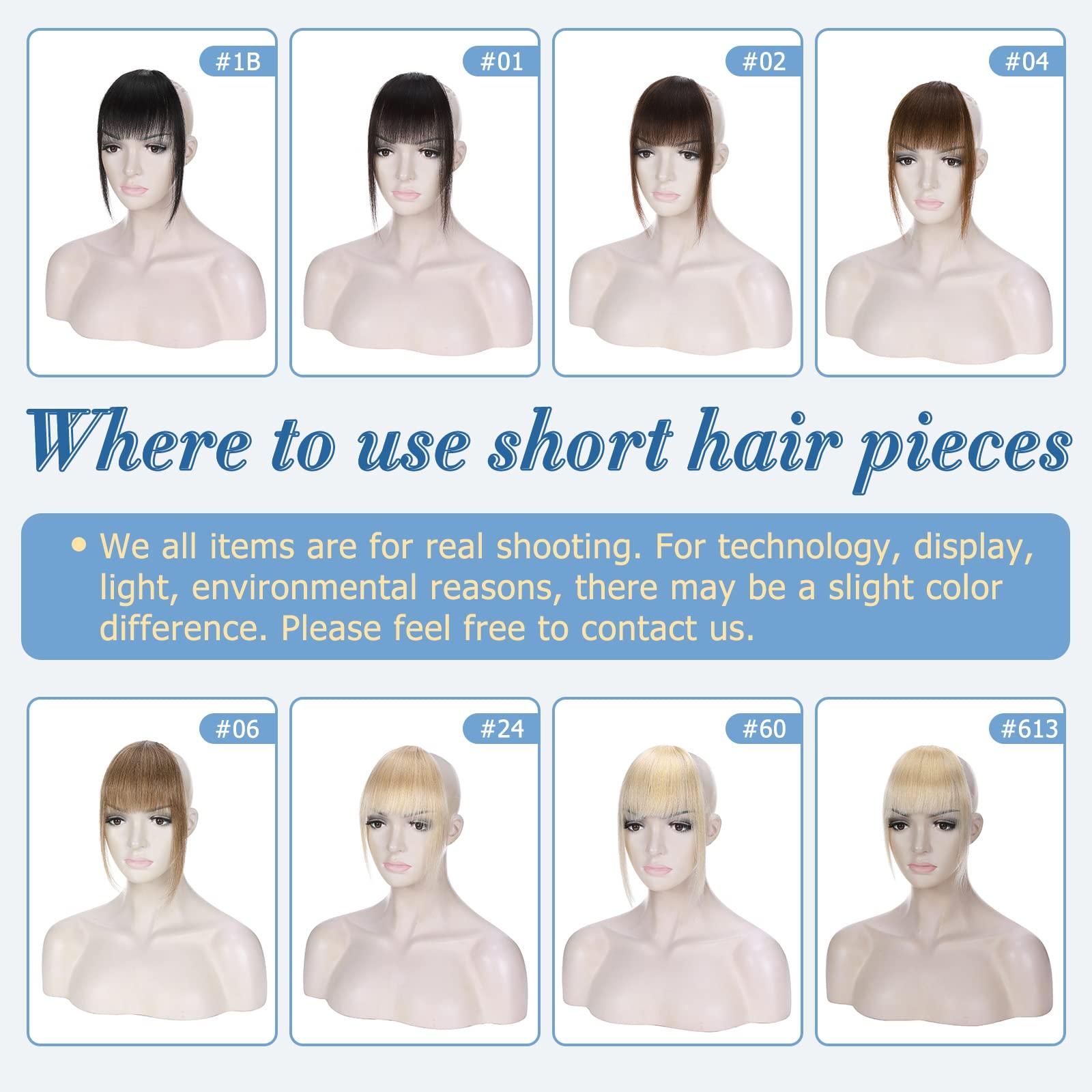 SLEEKALON SLEEKALON Natural Blonde Clip in Bangs Human Hair Wispy Bangs Clip On Blonde Fringe Bang Real Hair Bangs with Temples Full Flat Bangs Clip ins Hairpiece for Women Daily Wear(#24-Natural Blonde)