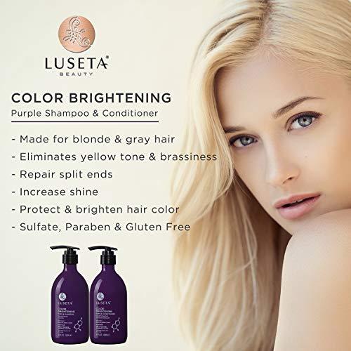 L LUSETA Luseta Purple Shampoo & Conditioner Set (16.9 oz each) and Purple Hair Mask (16.9 oz) Bundle