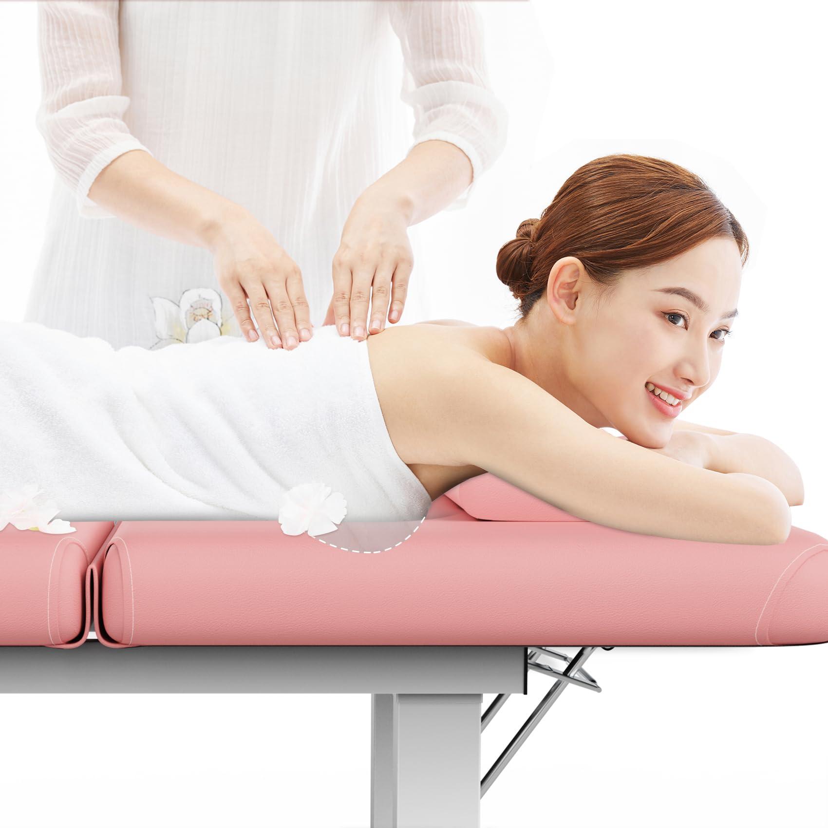 Dolonm 800LBS Heavy Duty Stationary Massage Table with Open-Chest & Headrest for Treatment, Physical Therapy, Spa Facial Professional Massage Bed, Thickening Metal Frame & PU Leather - Segmented Structure