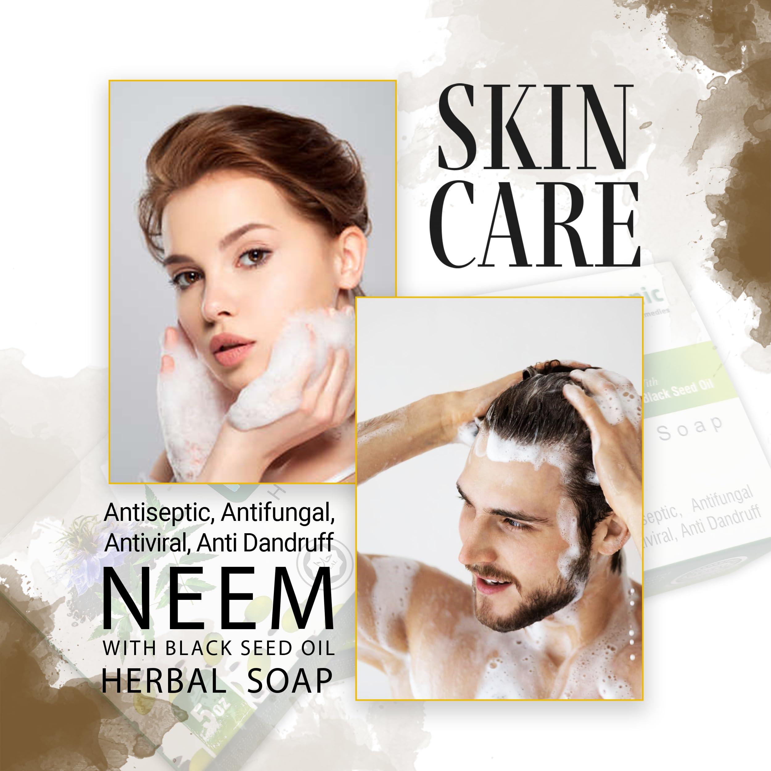 HERBOGANIC HERBOGANIC Neem and Black Seed Oil Herbal Soap | Natural Bar Soap for Face and Body | Purifying and Nourishing | Suitable for Men and Women| 5 Oz (Pack of 1)