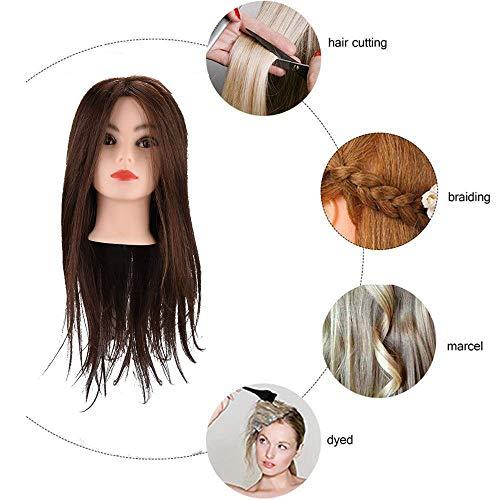 Focket Manikin Head Hair Practice Hair Doll,20Inch Human Hair Dummy Doll Head Human Hair Hairdressing Training Head Model For Hairdresser, Hair Stylist,Barber Shop Practice Hair Cutting