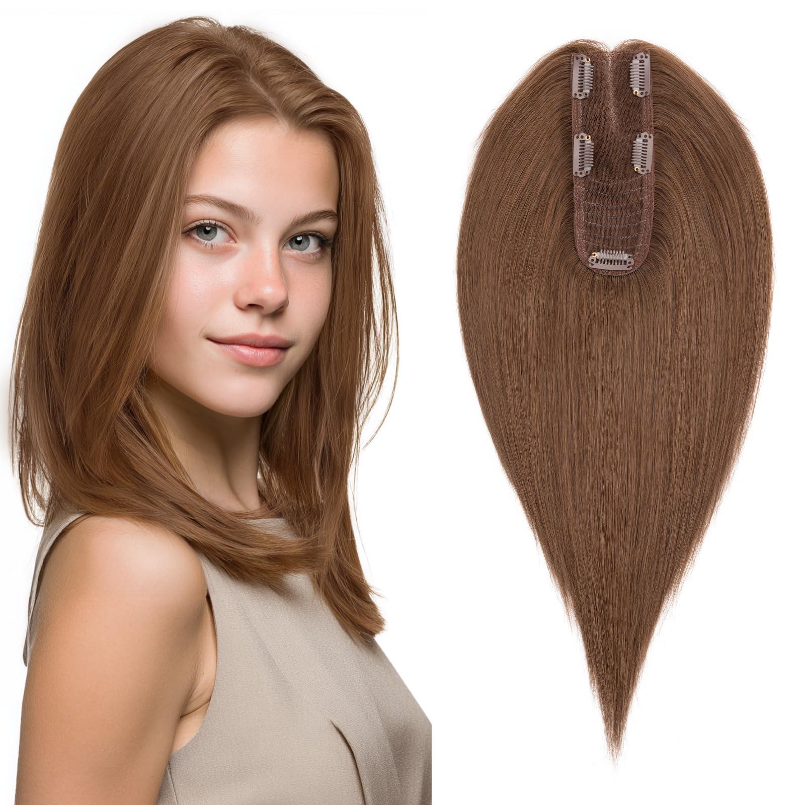 Hairro Hairro Hair Toppers For Women Real Human Hair Top Hair Pieces For Thinning Hair Short Topper Hairpiece Remy Toupee On Top Crown Topper Hair Extensions 12 Inches 41g #04 Medium Brown