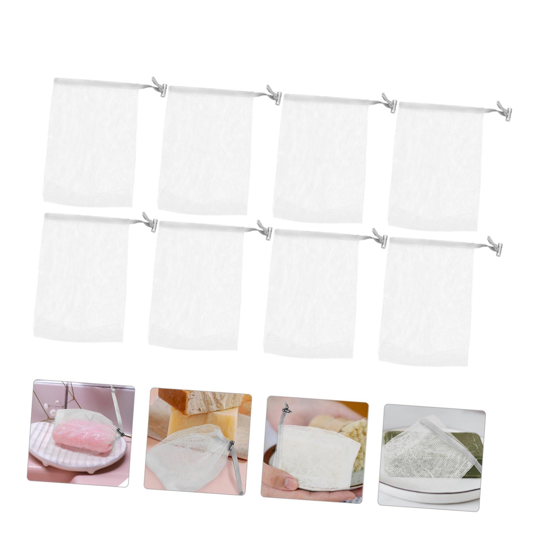 Angoily Angoily 8pcs Soap Mesh Bag Soap Dishes for Bar Mesh Foaming Net Dish Soap Holder Cleansing Dispenser Soap Holder Bag Filter Based Cup Clear Simple Face Scrubbers Fabric Dark Grey