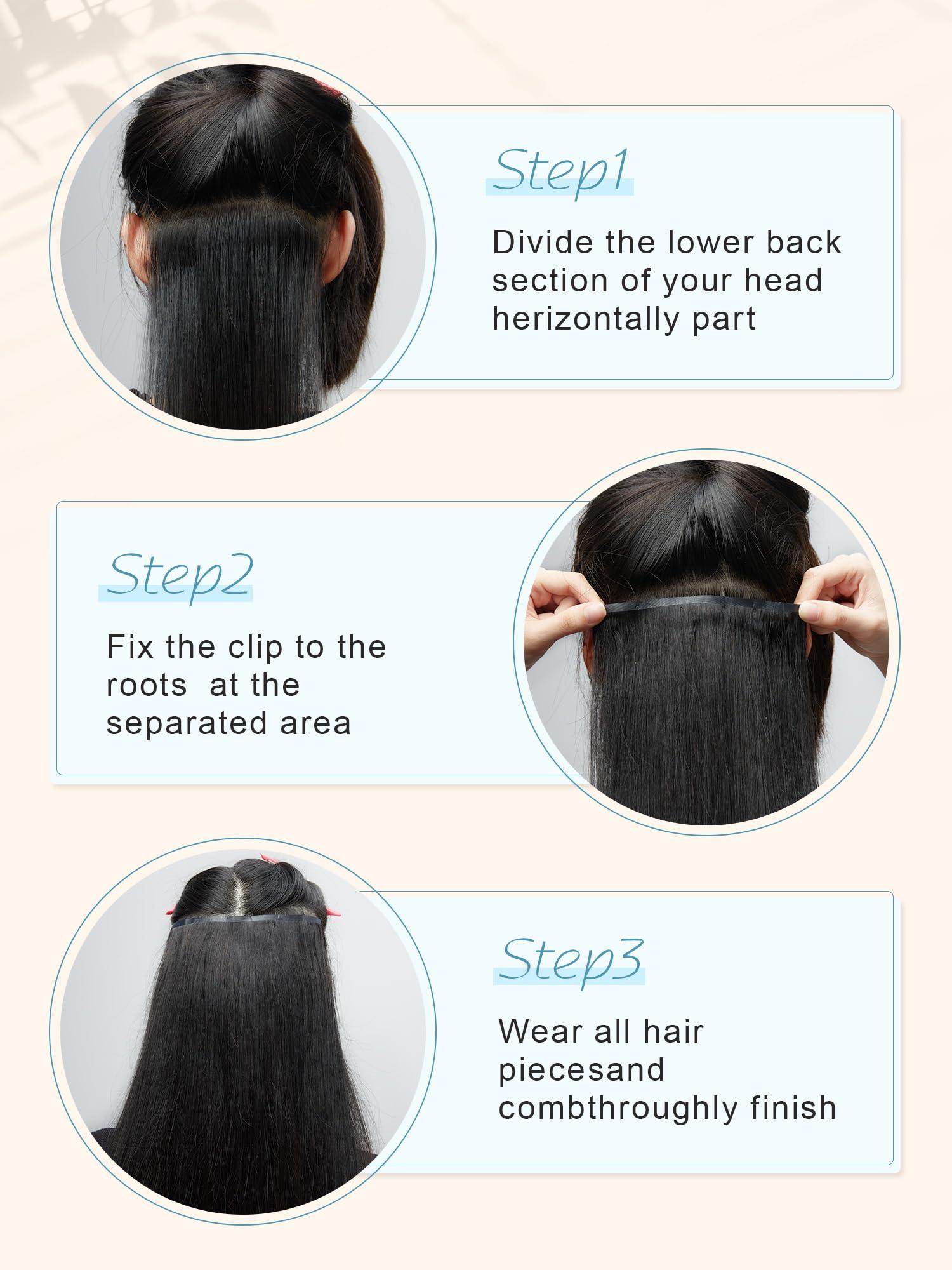 AMYTUD Clip in Hair Extensions Real Human Hair Remy Human Hair Extensions Clip in for Women Natural Human Hair Black 22inch 125g 9Pcs Straight Seamless Clip in Hair Extensions Human Hair