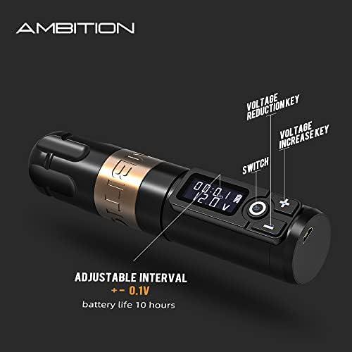Ambition Ambition Soldier Tattoo Machine Kit Complete Rotary Wireless Tattoo Pen Gun Kit with 20pcs Glory Tattoo Cartridge Needles Practice Skin Supplies for Beginners & Professional Artists, Black