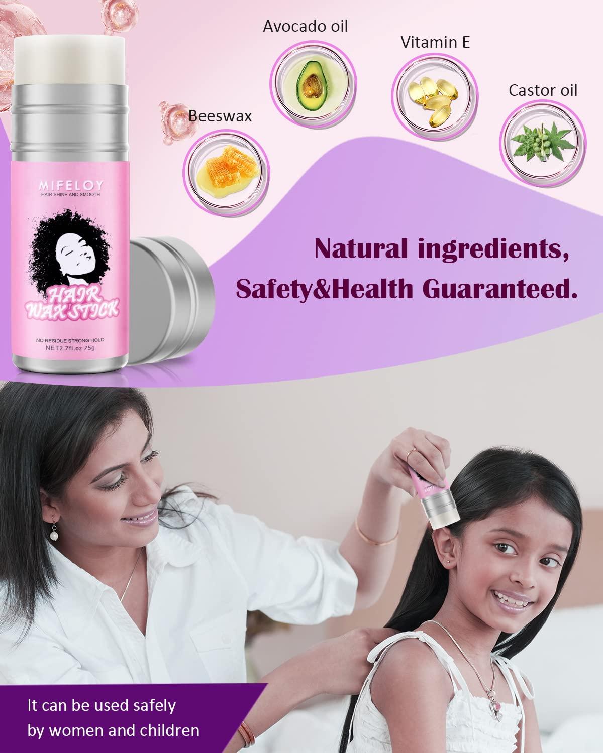 Mifeloy Mifeloy Hair Wax Stick, 2.7 oz - Pomade Tamer Stick for Smoothing Flyaways Edge Control, Long Lasting Styling Cream Gel, Women Slick Back Hair Glue, Bed Head for Wigs